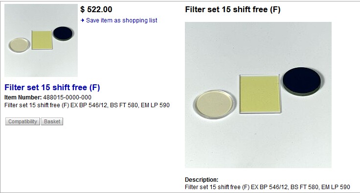 Zeiss Fluorescence Microscope Filter Set 15 TRITC with Cube
